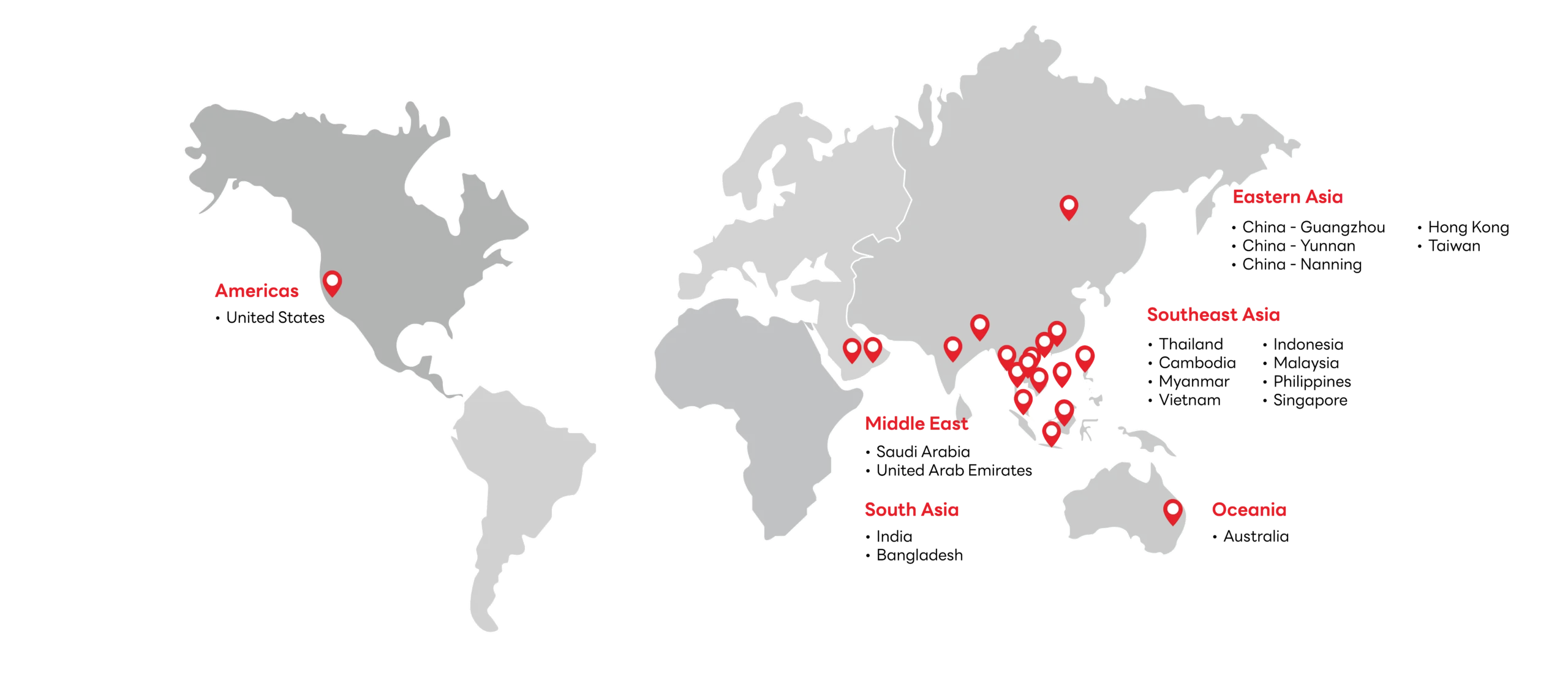 SCG International global presence map