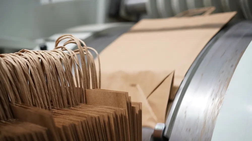 Paper bags in production from paper supply company in Thailand