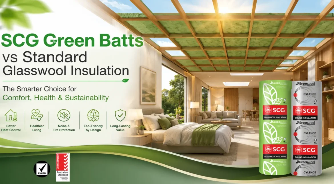 SCG Green Batts compared with standard glasswool insulation in a modern home