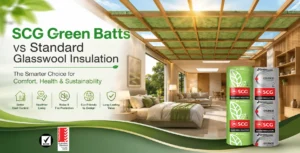 SCG Green Batts compared with standard glasswool insulation in a modern home